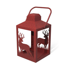 Farol de Metal Vintage con Diseño de Ciervo, Farol Decorativo de Hierro con Diseño de Ciervo del Bosque para el Hogar, Jardín, Cabaña, Iluminación Rústica para Días Festivos - Product Image 1