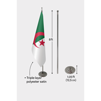 Drapeau officiel algérien personnalisé 3x5 pieds, impression numérique, nylon, coton, plastique, avec logo personnalisé, mât en aluminium