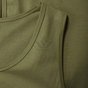 <b>Men's</b> Olive <b>Green</b> Knitted Tank <b>Top</b> O-Neck Sleeveless Solid Color Breathable Casual Gym Fitness Workout Muscle Athletic Vest - Product Image 5