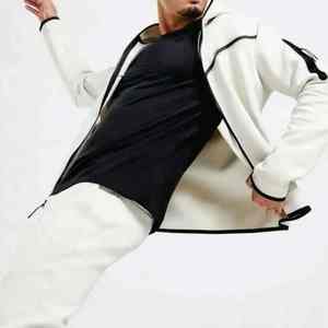 Diseño OEM 69% algodón 31% poliéster blanco hombres Tech Fleece chándal con cremallera completa Sudadera con capucha Joggers pantalones de chándal - Product Image 2