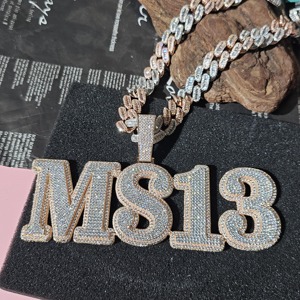 Collar con Colgante de Letra Personalizada, Chapado en Oro de Dos Tonos, con Diamantes de Moissanita VVS, Plata 925, Estilo Iced Out, para Hombre, de la India, Gran Venta - Product Image 1