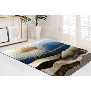 Tapis imprimé paysage soleil et montagne, tapis décoratif bohème effet 3D, tapis en chenille - Product Image 4