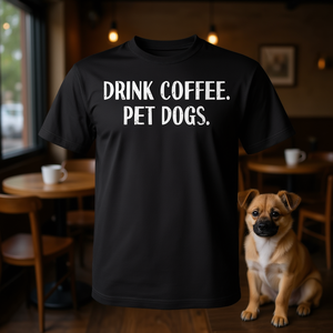 เสื้อยืดบาริสต้าคนรักกาแฟสำหรับสุนัข เสื้อยืดโปรโมชั่นเครื่องดื่มกาแฟ - Product Image 3