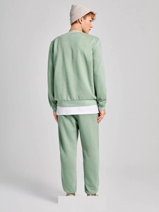 Soft Touch 100% algodón personalizado sudaderas hombres Unisex holgado pantalones de chándal con capucha conjunto de gran tamaño apilado chándal personalizable - Product Image 3