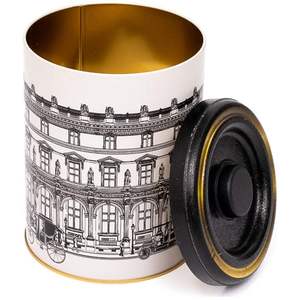 Ø140x180 mm, 2,5 lt <b>Metal</b> Storage <b>Tin</b> Slip <b>Lid</b> vintage cityscapes illustration - Product Image 1