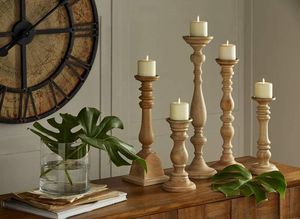 Bougeoir moderne en bois naturel avec support de bougie au design simple Décoration intérieure pour les fêtes de mariage Table Top - Product Image 5