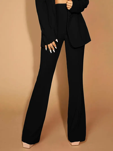 Pantalon de tailleur pour femme à prix raisonnable, printemps-été, uni, évasé, taille haute, respirant, séchage rapide, grande taille, boutonné, léger - Product Image 2