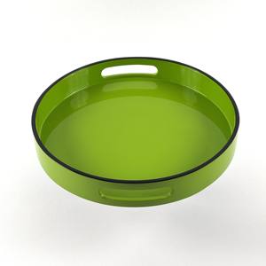 ถาดเสิร์ฟ MDF ทรงกลมทำด้วยมือเคลือบแล็กเกอร์ผิวมันอย่างยั่งยืนและมีสีสันสำหรับตกแต่งบ้าน - Product Image 3