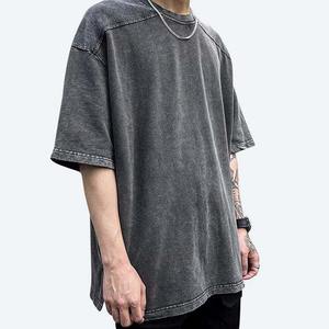 Hombres 100% algodón logotipo personalizado diseño en blanco lavado con ácido camisetas de alta calidad de gran tamaño hombro caído camiseta para hombres - Product Image 2