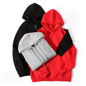 Wholesale ODM/OEM Men's Heavyweight 100% Cotton Hoodies Full <b>Zip</b> with Custom Print Logo for Winter Unisex Solid Colors Plus Size - Product Image 4