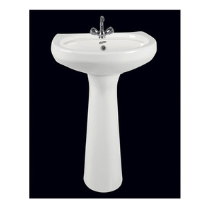 Lavabo de Pedestal Ovalado de Cerámica Blanca Clásica de Calidad Superior, con un Solo Orificio, Capacidad de 20L, Montado en el Suelo - Product Image 1
