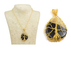 อัญมณีหลายแบบตามธรรมชาติที่มีรูปทรงลูกแพร์ชุบทองทำด้วยมือลวดห่อของขวัญสำหรับจี้เครื่องประดับเจ้าสาวของเธอ - Product Image 3