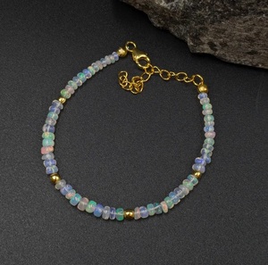 Bracelet de bohème en argent sterling 925 plaqué or 18 carats fait à la main opale de feu éthiopienne bijoux orthodoxes en pierre précieuse cadeau de fête - Product Image 2