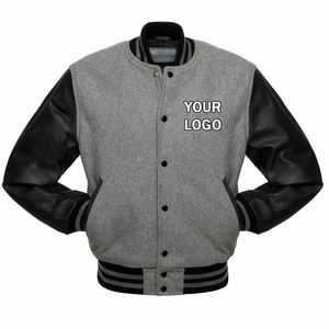 Cuerpo de lana con mangas de cuero genuino Varsity Chaquetas OEM Diseño personalizado Chaqueta de béisbol universitaria en blanco para hombres Ropa deportiva - Product Image 4