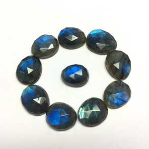 Lot de 10 pierres précieuses ovales de feu bleu coupe rose de labradorite naturelle pour la fabrication de pendentifs de bijoux - Product Image 2