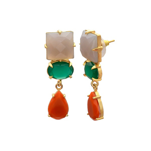 Nouvelle arrivée longues glands boucles d'oreilles couleurs uniques boucles d'oreilles en pierres précieuses boucles d'oreilles design classique par Gemstone - Product Image 2
