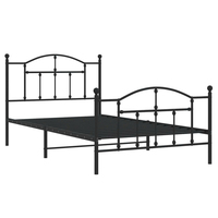 Cadre de lit métallique moderne avec tête et pied de lit classiques, construction en acier durable, rangement supplémentaire réglable pour chambre et villa