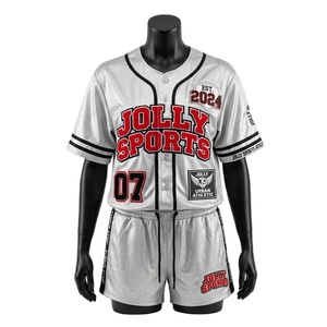 Ensemble short de baseball pour femmes, 150 GSM, polyester respirant, gris, noir, jersey à panneaux, avec logo personnalisé par sublimation, ensembles pour femmes - Product Image 1