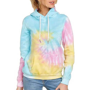 Windproof Factory Made Women's Winter Hooded <b>Tie</b> <b>Dye</b> <b>Hoodies</b> 100% Cotton Front Logo Customizable High Quality - Product Image 1