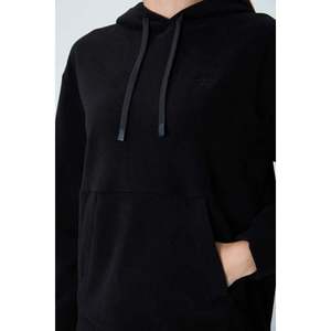 Sweat-shirt à capuche oversize noir en polaire pour femme TommyLife, manches longues, pull confortable 100 % polyester pour un look décontracté - Product Image 4