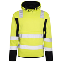 Sweat-shirt à capuche de sécurité haute visibilité 100% coton avec bande réfléchissante, veste de travail, vente en gros, logo personnalisé OEM