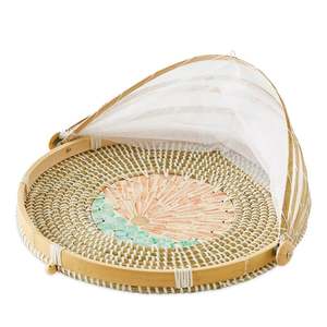 Nouveau produit fabriqué à la main capiz seagrass food cover plateau à pain couverture de dôme rétractable en gros du Vietnam - Product Image 5