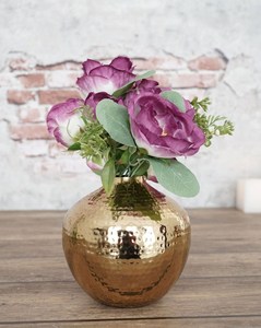 <b>Mirror</b> Finished Customize Size High Quality Metal Gold Iron Flower Vase Hammered for Home or Living Room Decor. - Product Image 1
