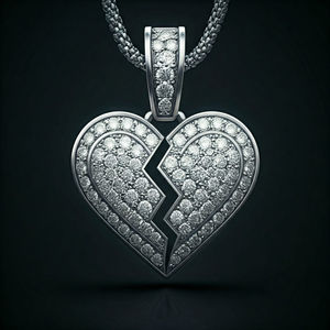 Pendentif coeur brisé glacé en argent sterling 925 avec diamant cultivé en laboratoire plaqué or pendentifs et breloques de mode de style Hip Hop - Product Image 2