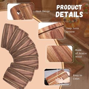 Planche à découper en bois d'acacia Bloc de boucher réversible et plateau de charcuterie en bois pour viande, fromage, fruits et légumes Finition élégante - Product Image 4