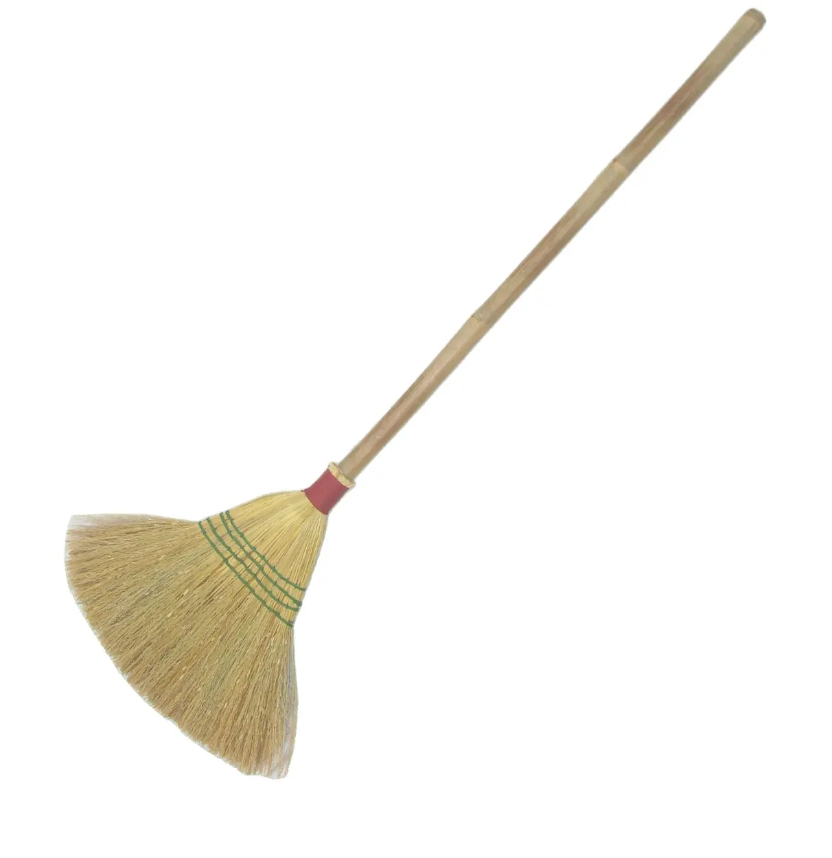 Small rice straw broom good quality with rattan handle for home floor sweepers