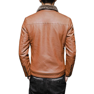 New Design Hot Sale Fine Quality Men's <b>Cafe</b> <b>Racer</b> <b>Leather</b> Bomber <b>Jacket</b> High Street Outdoor Wear <b>Leather</b> Bomber <b>Jacket</b> For Men - Product Image 4