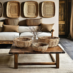 Tazones bajos de ratán Normandy al por mayor de TienPhong | Cuencos decorativos y naturales tejidos a mano, Juego de 3 - Product Image 2