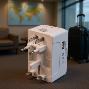 933L 4-in-1 Travel <b>Adapter</b> with EU <b>UK</b> AU US <b>Plugs</b> and USB Charger - Product Image 3