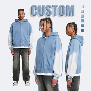 Sweat à capuche bleu 100% coton surdimensionné 500gsm personnalisé dernier survêtement vintage au design délavé à l'acide grande taille hiver - Product Image 1