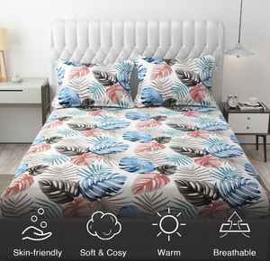 Juego de sábanas de algodón de calidad con estilo, 3 uds., estampado Floral sólido, estilo clásico, cómodo e ideal para regalar - Product Image 3