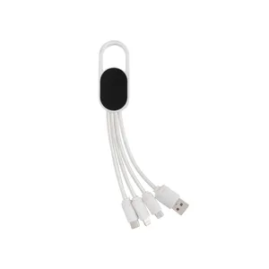 Accessoire de gestion de câbles 4-en-1 personnalisé avec mousqueton pour l'organisation des gadgets - Product Image 2