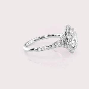 Women's 9kt Rose / Yellow / White Gold Rhodium Plated IGI Certified Ring Lab Created Oval Diamond Halo Frame Diamond Rings - Product Image 3