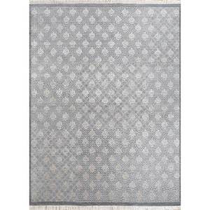Alfombras de Lana y Seda Anudadas a Mano Inde, Diseño Geométrico en Rosa, Gris y Negro para Decoración de Sala de Estar, Dormitorio, Pasillo, Rectangulares, ENR-1659 - Product Image 1