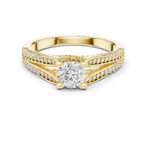 Bague en diamant de laboratoire rond brillant de 0,944 CT pour femmes, clarté VVS-VS EF, or 18 carats, 14 carats, 10 carats et argent 925, rose, jaune - Product Image 3