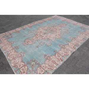 พรมตุรกีขนาด 7.8x10.7 ฟุต พรมวินเทจ พรมลายพรางสีน้ำเงินทำจากขนสัตว์ - Product Image 3