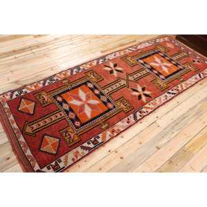 Turkish Rug, <b>Runner</b> 4,1x11,3 ft Vintage Rug, <b>Red</b> Striped Wool Rug - Product Image 3