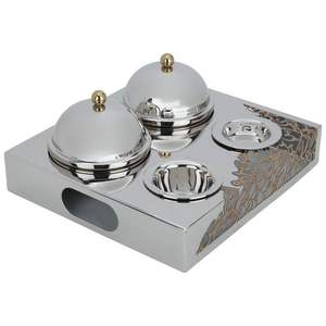 Lot de 3 bols à chocolat en métal en acier inoxydable de haute qualité avec couvercle bols à chocolat au design laser pour servir des dattes de fruits secs - Product Image 5