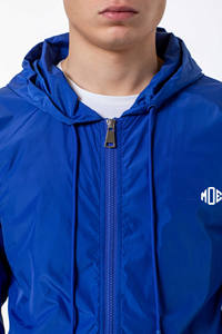 Chaqueta cortavientos de nailon azul medianoche resistente al agua con logotipo personalizado para hombre chaqueta con capucha de entrenamiento informal - Product Image 6
