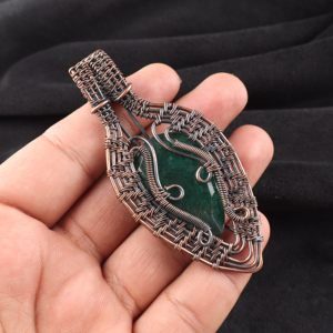 Collier pendentif tendance en émeraude de la mine de Sakota, taille poire, en fil de cuivre, argent oxydé, pour fête de fiançailles - Product Image 4