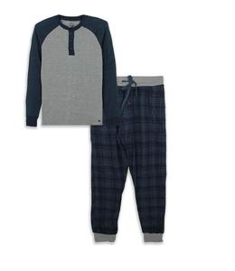 Conjunto de pijama de algodón cepillado 100% para hombre, ropa de dormir de Salón familiar de 2 piezas, pijama de algodón puro a cuadros transpirable - Product Image 4