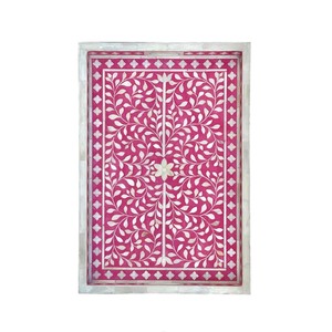 Rectangle rose haute qualité Design floral vadrouille incrustation à la main plateaux de service décor à la maison et articles de maison Dubaï Arabie Saoudite - Product Image 4