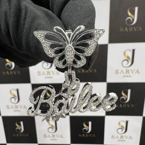 Colgante de Diamante Moissanite VVS con Certificación IGI, Estilo Hip Hop con Nombre Personalizado para Hombre, Cadena de Plata de Ley 925 con Diamante VVS, Ideal para Fiestas - Product Image 1