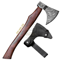 Hache de brousse de style Viking DD-AXE229 en acier Damas avec manche en bois de rose et étui en cuir de qualité industrielle pour la vente en gros