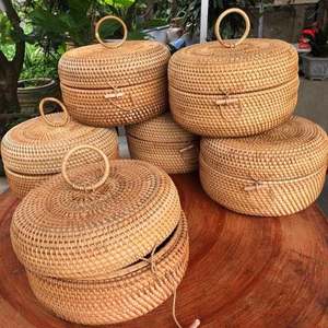 Cesta redonda de ratán 100% para pan y fruta Ideal para picnics Cesta de calidad hecha en Vietnam - Product Image 3