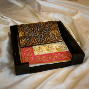 กล่องไม้ทิชชูทำด้วยมือพร้อมหินที่ใส่กระดาษทิชชู่สไตล์ศิลปะที่เป็นเอกลักษณ์ - Product Image 1